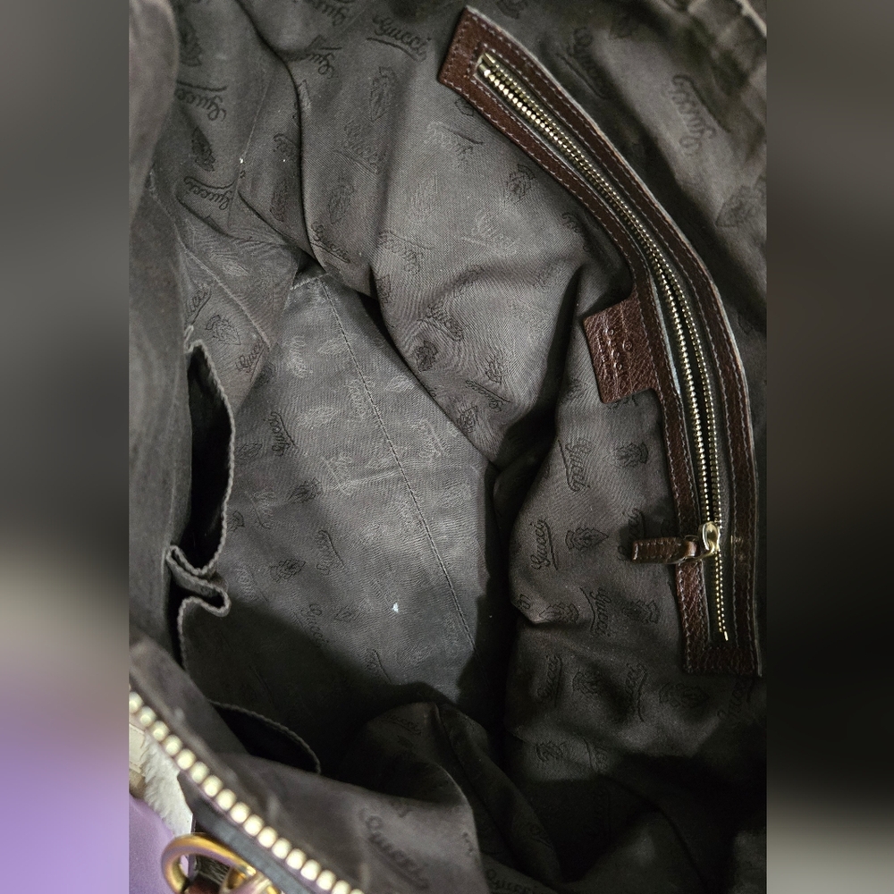 GUCCI CROSSBODY TOTE Borsa charm in tela GG marrone Gucci - Picture 6 of 11